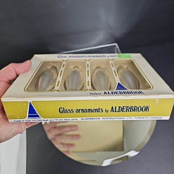 Vintage Glass Christmas Ornaments Teardrop Silver Oblong With Box Made In USA - Picture 9 of 10